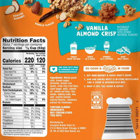 Bear Naked, Granola, Vanilla Almond, 12 oz