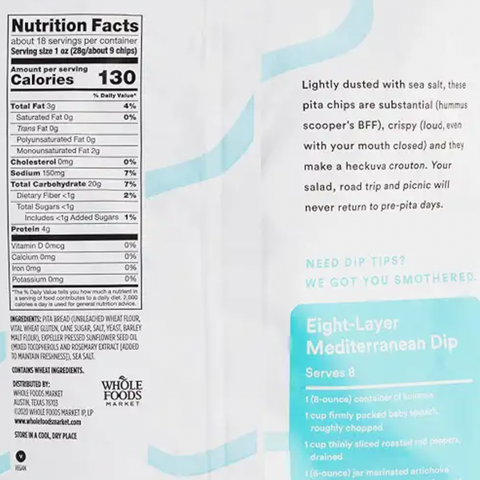 365 Pita Chips, Sea Salt, 18 oz