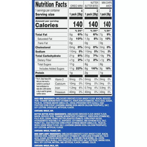 Nutter Butter, Oreo, Chips Ahoy! Mini Variety Snack Pack, 10 Ct