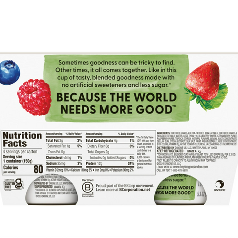 Too Good & Co. Mixed Berry Greek Yogurt, 5.3 oz, 4 Count
