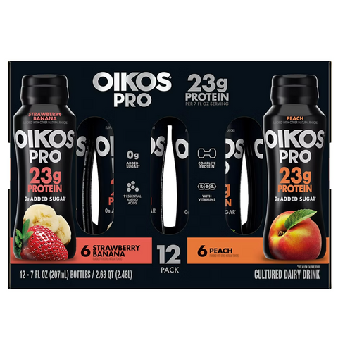 Dannon Oikos Pro Drinks, Strawberry Banana & Peach, 7 oz. 12 Count