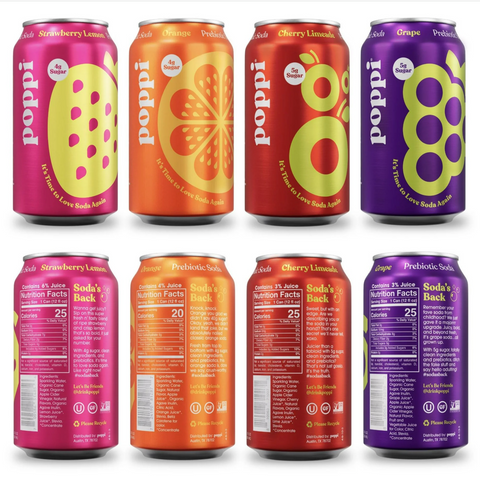 Poppi Prebiotic Soda, Variety Pack, 12 oz, 8 Count