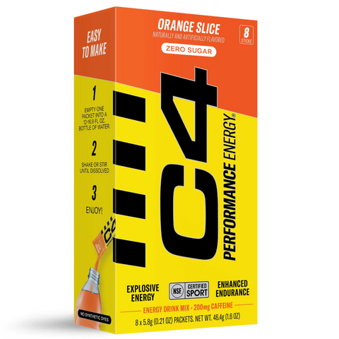 C4 Performance Energy Powder Mix Orange Slice, 8 Count