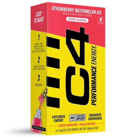 C4 Performance Energy Powder Mix Strawberry Watermelon Ice, 8 Count
