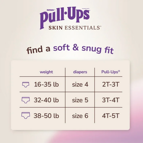 Huggies Pull-Ups Girls' Skin Essentials Training Pants, 3T-4T (32-40 lbs), 54 Ct