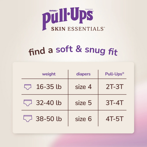 Huggies Pull-Ups Girls' Skin Essentials Training Pants, 4T-5T (38-50 lbs), 46 Ct