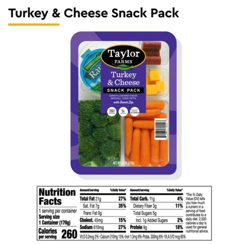 Taylor Farms Turkey & Cheddar Snack Pack Snack Pack, 6 oz