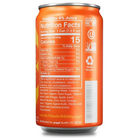 poppi Mini Orange Prebiotic, 7.5oz