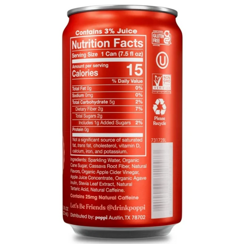 poppi Mini Classic Cola Prebiotic Soda, 7.5oz