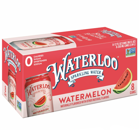Waterloo Sparkling Water, Watermelon, 12 fl oz, 8 Count