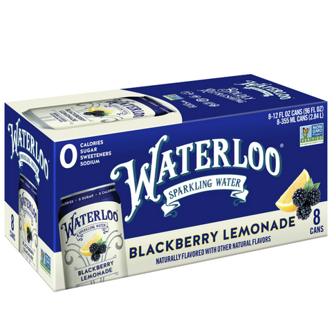 Waterloo Sparkling Water, Blackberry Lemonade, 12 fl oz, 8 Count