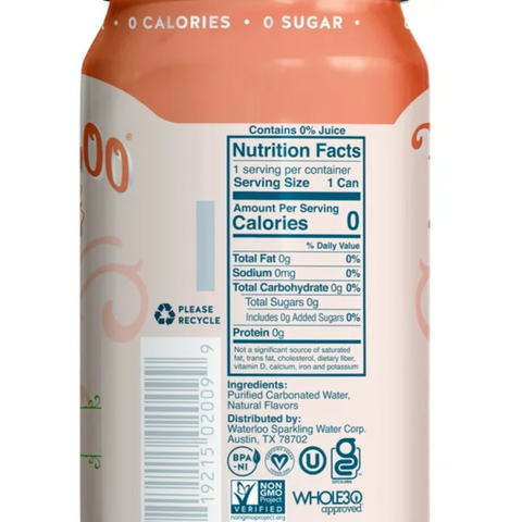 Waterloo Sparkling Water, Peach, 12 fl oz, 8 Count