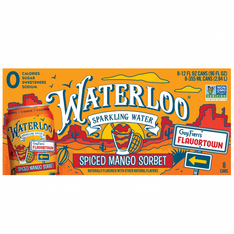 Waterloo Sparkling Water, Spiced Mango Sorbet, 12 fl oz, 8 Count