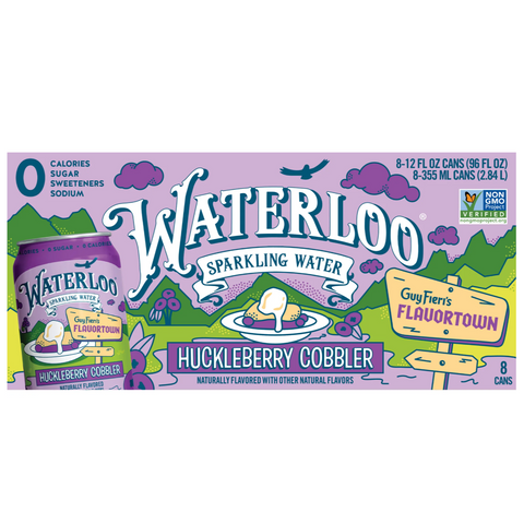 Waterloo Sparkling Water, Huckleberry Cobbler, 12 fl oz, 8 Count