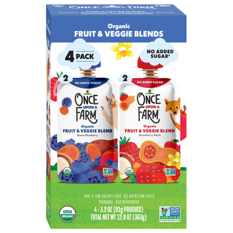 Once Upon a Farm Organic Snack Mama Blueberry & Strawberry Patch, 3.2 oz, 4 Ct