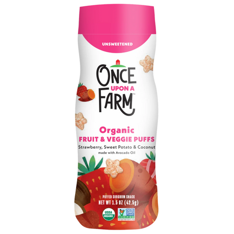 Once Upon a Farm Organic Baby Puffs, Strawberry, Sweet Potato & Coconut, 1.5oz
