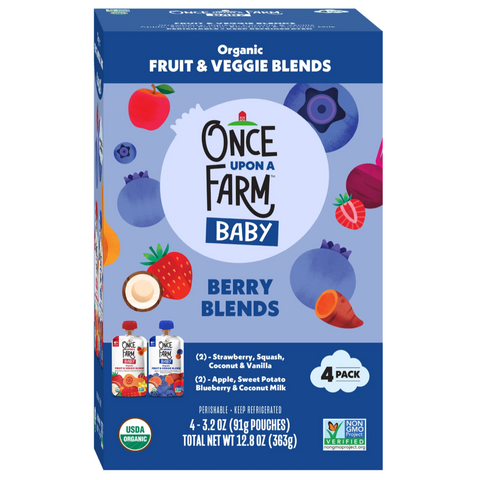 Once Upon a Farm Organic Baby Food Berry Blends Variety Pack, 4 Ct