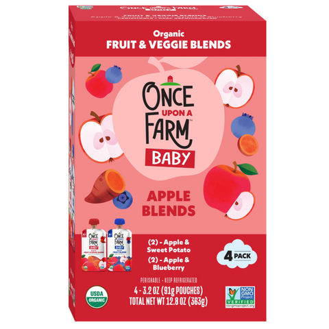 Once Upon a Farm Organic Baby Food Apple Blends Variety Pack, 4 Ct