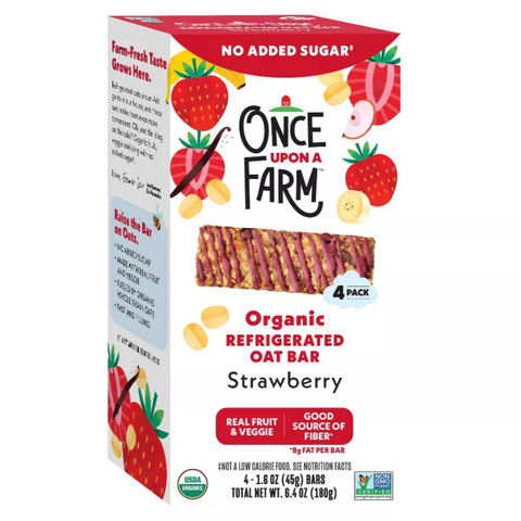 Once Upon a Farm Strawberry Organic Refrigerated Oat Bar, 6.4oz, 4 Ct