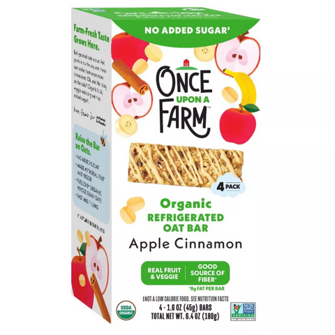 Once Upon a Farm Apple Cinnamon Organic Refrigerated Oat Bar, 6.4oz, 4 Ct