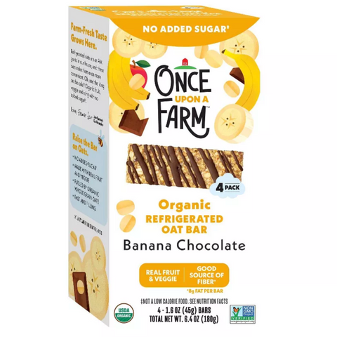 Once Upon a Farm Banana Chocolate Organic Refrigerated Oat Bar, 6.4oz, 4 Ct