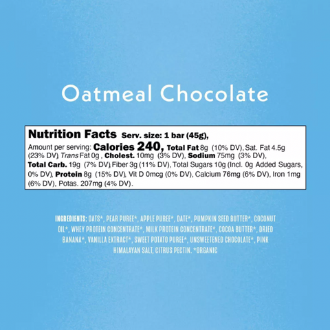 Once Upon a Farm Organic Oatmeal Chocolate Protein Refrigerated Oat Bar, 1.6oz