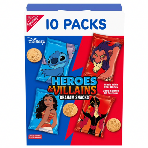 Disney Heroes and Villains Graham Snacks, Custom Cookies Variety Pack, 10 Count