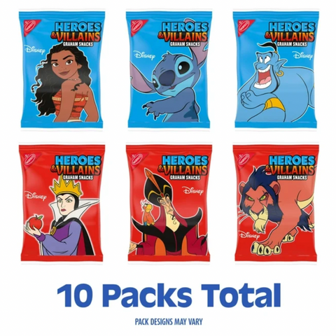 Disney Heroes and Villains Graham Snacks, Custom Cookies Variety Pack, 10 Count