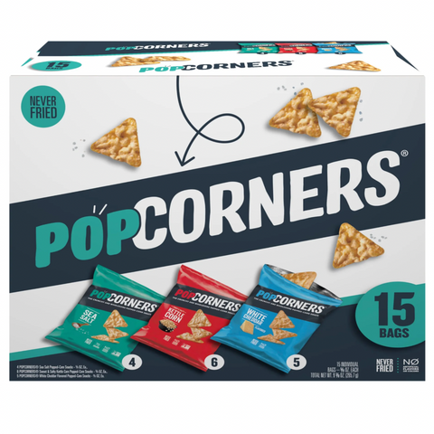 PopCorners Popped Corn Snack Chips, 3 Flavor Variety Pack, 15 Count
