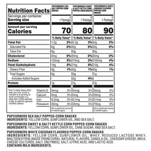 PopCorners Popped Corn Snack Chips, 3 Flavor Variety Pack, 15 Count