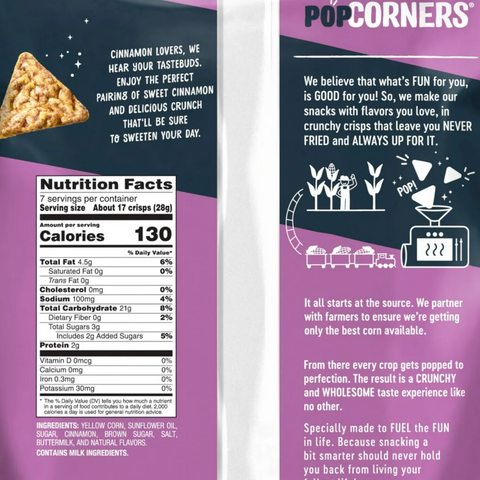 PopCorners Popped Corn Chips, Cinnamon Crunch, 7 oz