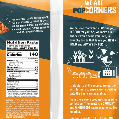 PopCorners Popped Corn Chips, Spicy Queso, 7 oz