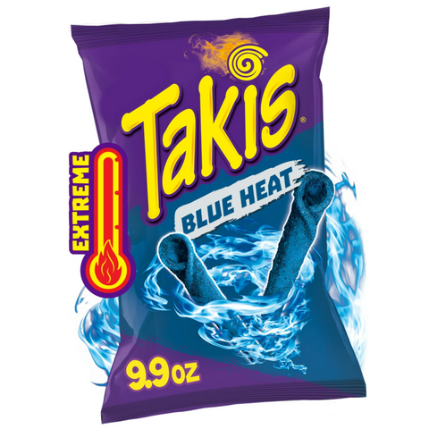Takis Blue Heat Sharing Size Bag, Hot Chili Pepper & Lime Rolled Tortilla Chips, 9.9 oz