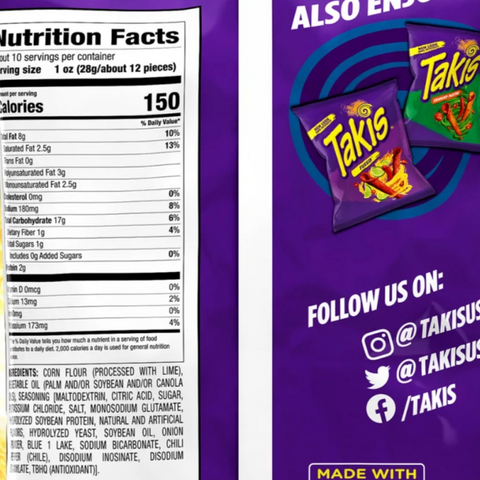 Takis Blue Heat Sharing Size Bag, Hot Chili Pepper & Lime Rolled Tortilla Chips, 9.9 oz