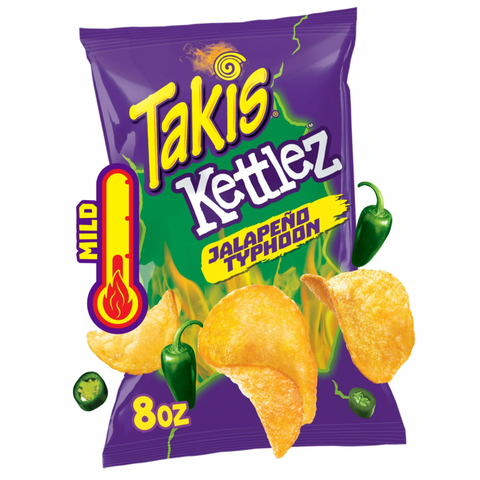 Takis Jalapeno Typhoon Kettlez Sharing Size Bag, Hot Chili Pepper & Lime Wavy Potato Chips, 8 oz.