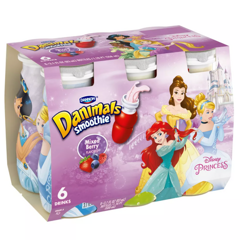 Danimals Mixed Berry Smoothies, 3.1 Fl. Oz. Bottles, 6 Count