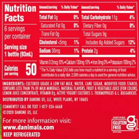 Danimals Strawberry Banana Smoothies, 3.1 Oz. Bottles, 6 Count