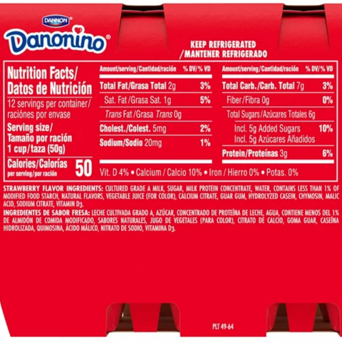 Dannon Danonino Strawberry Yogurt, 1.76 Oz, 12 Ct