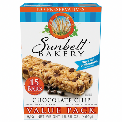 Sunbelt Bakery Chewy Granola Bars, Chocolate Chip, 15 Count