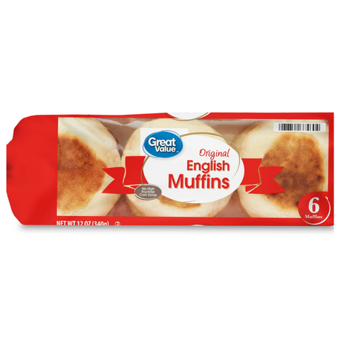 Great Value Original English Muffins, 6 Count