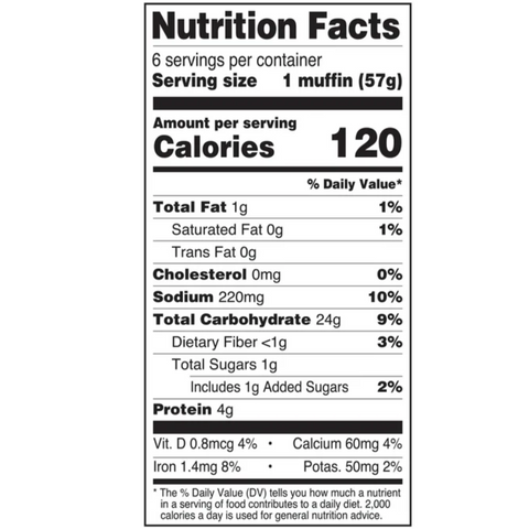 Great Value Original English Muffins, 6 Count