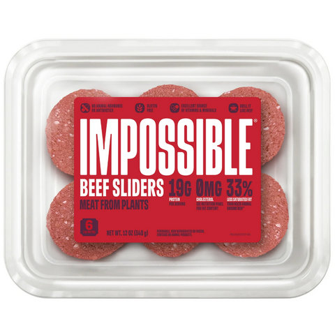 Impossible Foods Beef Slider Patties Meat from Plants, 6 Patties, 12 oz