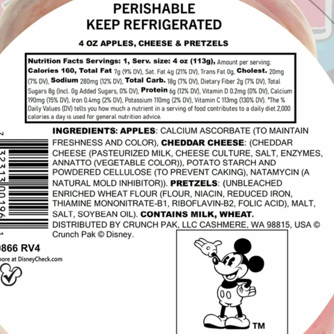 Disney Foodles with Fresh Sweet Sliced Apples, Cheddar Cheese & Pretzels 4 oz