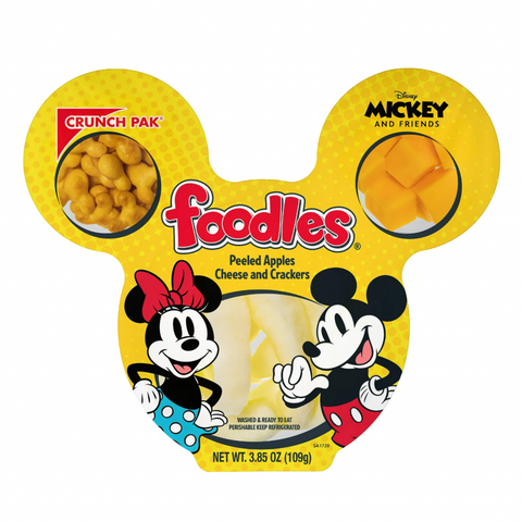 Disney Foodles Snack Pack with Fresh Sliced Peeled Apples, Crackers & Cheese, 3.85oz