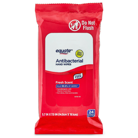 Equate Antibacterial Hand Wipes, Fresh Scent, 24 Count