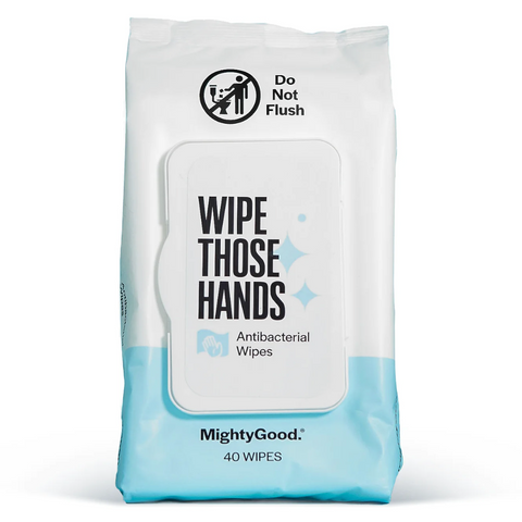 MightyGood Antibacterial Wipes, Fragrance and Alcohol Free, 40 Count