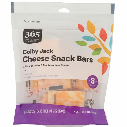 365 Colby Jack Cheese Snack Bars, 8 Count