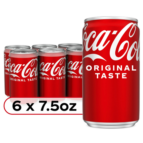 Coca-Cola Mini Soda Pop Coke Soft Drink, 7.5 fl oz, 6 Count