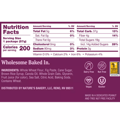 Nature's Bakery Original Fig Bar, 6 Count