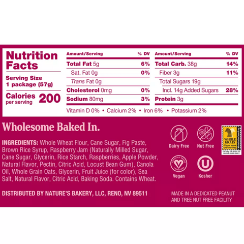 Nature's Bakery Raspberry Fig Bar, 6 Count